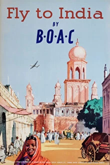 Images Dated 6th July 2018: Poster, Fly to India by BOAC