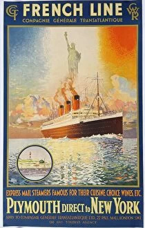 Liberty Collection: Poster, French Line CGT, Plymouth to New York