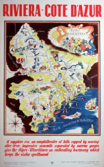 Azur Prints: Poster, French Riviera, Cote d'Azur, South of France
