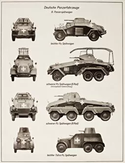Images Dated 4th March 2019: Poster, German Armoured Vehicles, WW2
