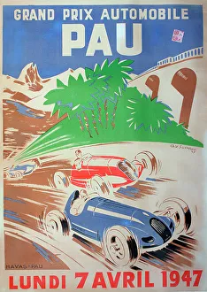 Prix Prints: Poster, Grand Prix Automobile, Pau, France, 7 April 1947. Date: 1947