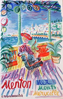 Images Dated 22nd December 2017: Poster, holidays in Menton, France