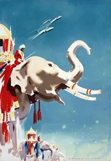 Images Dated 22nd November 2014: Poster, Indian Air Force jets with elephant