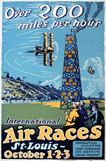 Biplanes Prints: Poster, International Air Races, St Louis, USA, 1-2-3 October 1923. Date: 1923