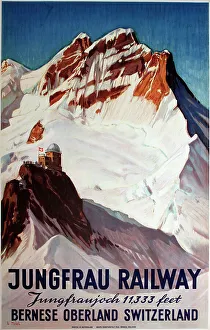 Oberland Prints: Poster, Jungfrau Railway, Bernese Oberland, Switzerland