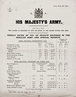 Images Dated 4th March 2019: Poster, His Majestys Army, Rates of Pay for Soldiers, WW1