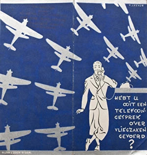 Images Dated 15th September 2015: Poster, Man with telephone and aeroplanes