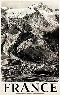 Massif Prints: Poster, Massif de la Meije, French Alps