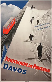 Funicular Prints: Poster, Parsenn Funicular, Davos, Switzerland