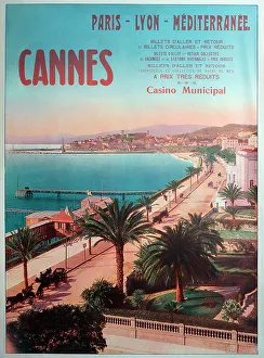 Lyons Prints: Poster, PLM railway route to Cannes, France