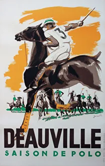 Horseback Prints: Poster, Polo season at Deauville, France