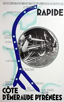 Poster, railway from London to France. Spain, North Africa