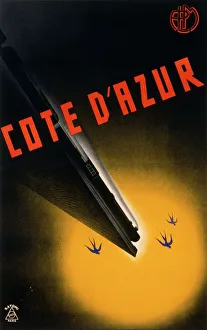 Travel Posters Collection: Poster for railway trips to the Cote d Azur