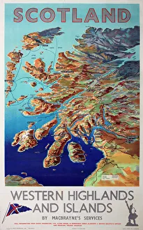 Poster, Scotland, Western Highlands and Islands, map. Date: circa 1939
