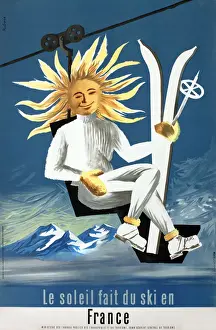 Dubois Prints: Poster, The sun goes skiing in France