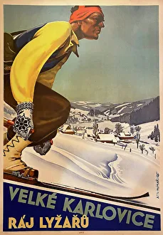 Poster, Velke Karlovice, Raj Lyzaru, Czechoslovakia