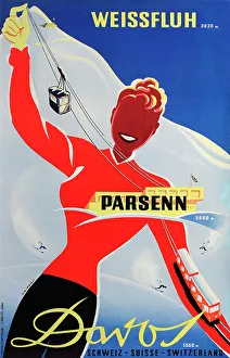 Funicular Prints: Poster, Weissfluh, Parsenn, Davos, Switzerland