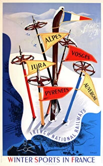 Pyrenees Collection: Poster, Winter Sports in France