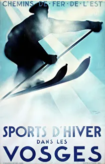 Skis Prints: Poster, Winter Sports in Vosges, France
