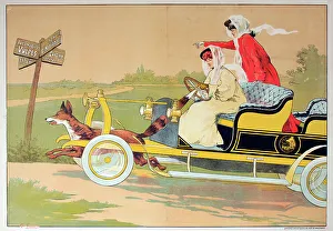Signpost Prints: Poster, women in car on country road