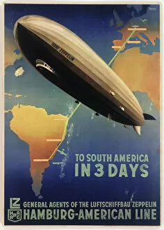 Images Dated 29th May 2012: Poster, Zeppelin to South America