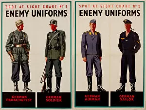 Images Dated 4th March 2019: Two posters, Spot at Sight, Enemy Uniforms, WW2