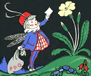 Postman pixie delivering mail to a flower