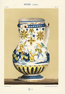 Faience Gallery: Pot with Chinese musicians playing cello