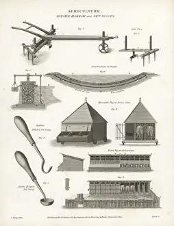 Moveable Prints: Potato harrow, set scoops and swine cases