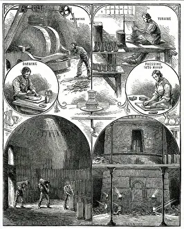 Childs Prints: Pottery Making scenes