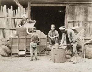 Rice Collection: Pounding rice - the last cleaning using fans, Japan