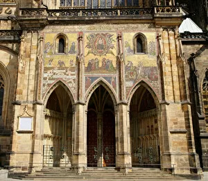 Images Dated 11th June 2012: Prague. St. Vitus Cathedral. The Golden Gate. Mosaic of the