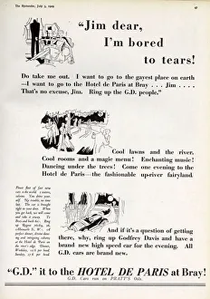 Adverts Gallery: Pratts advertisement about Hotel de Paris at Bray