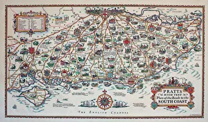 Sights Prints: Pratt's High Test Plan of the Roads to the South Coast
