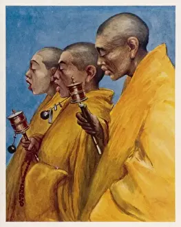 Prayer Wheels in Use
