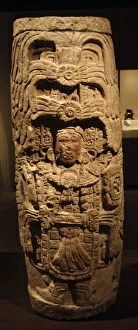 Maya Collection: Pre-Columbian Art. Maya. Mexico. Column depicting a man