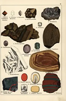 Mineralogy Prints: Precious stones and crystals including quartz, amethyst, etc