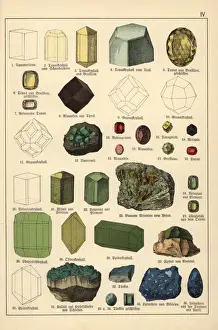 Mineralogy Prints: Precious stones and crystals including topaz, almandine, etc