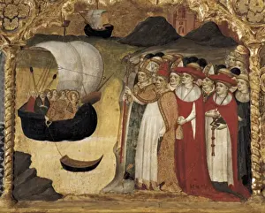 Ursula Prints: Predella of st Ursula. The Pope Ciriacus meets