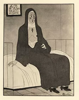 Pregnant nun Sister Jean sitting in her convent cell