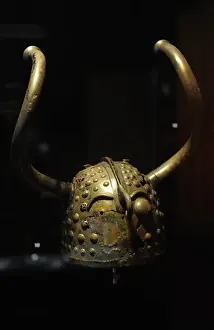 Metalworking Prints: Prehistory. Helmet of from Veksoe-bog. (800-400 BC). Denmark