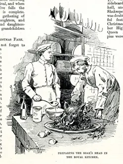 Preparing the Boars Head in the Royal Kitchen, Windsor