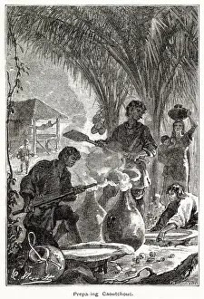 Producing Prints: Preparing Caoutchouc, a natural rubber produced in Amazon region