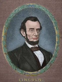 Republican Prints: President Abraham Lincoln (1809-1865). Engraving. Colored