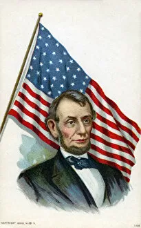 US President Abraham Lincoln and Star & Stripes