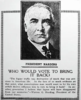 Prohibition Prints: President Harding Prohibition message, probably 1920s