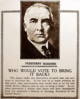 President Harding Prohibition message, probably 1920s