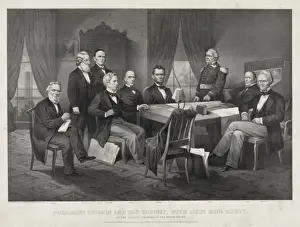 Lieut Prints: President Lincoln and his cabinet, with Lieut. Genl. Scott
