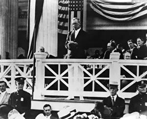 President Woodrow Wilson giving a campaign speech
