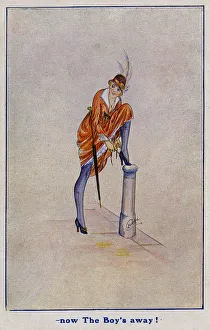 Reveals Gallery: A pretty girl adjusts her shoe on a bollard